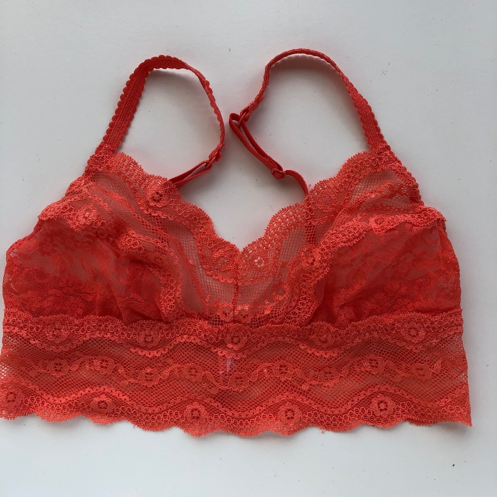 Orange Sheer Lace Bralette